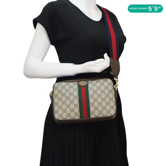 Gucci  Ophidia Small Web GG Supreme Canvas Wristlet Shoulder Bag Beige 699439 - Picture 2 of 15